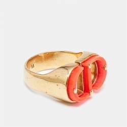 Dior 30 Montaigne Acrylic Gold Tone Ring Size 52