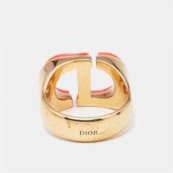 Dior 30 Montaigne Acrylic Gold Tone Ring Size 52