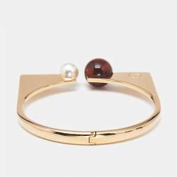 مملوكة مسبقًا Dior Tribales Resin Faux Pearl Gold Tone Bracelet M