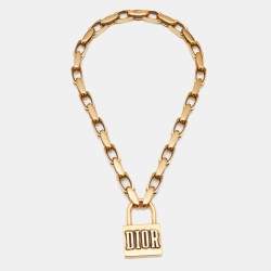 Pre Owned Dior Lucky Locket Gold Tone Choker Necklace