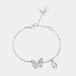 Dior Butterfly Crystals Silver Tone Metal Bracelet