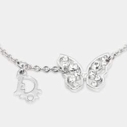 Dior Butterfly Crystals Silver Tone Metal Bracelet