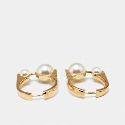 Dior Tribales Faux Pearl Gold Tone Earrings