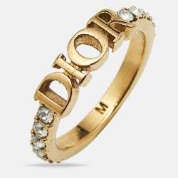 Christian Dior Dio(R)evolution Crystals Gold Tone Ring SIze 52