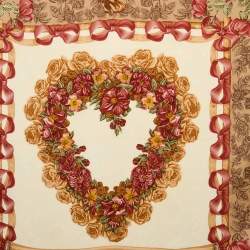 Christian Dior Beige Bow Print Silk Scarf