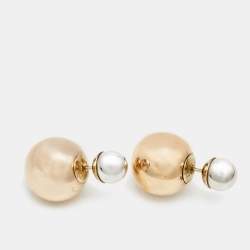 Dior Tribales Two Tone Metallic Stud Earrings