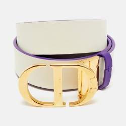 Dior Purple/White Leather 30 Montaigne Reversible Belt 