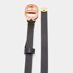 Dior Black Leather CD Logo Slim Belt 75 CM