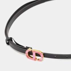 Dior Black Leather CD Logo Slim Belt 75 CM