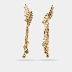 Pre Owned Dior Wings Crystals Gold Tone Earrings