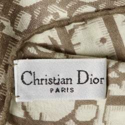 Dior Brown Floral Embroidered Diorissimo Silk Square Scarf