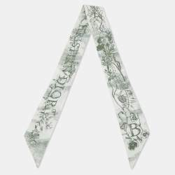 Dior White/Green ABCDior B 'Botanique' Silk Mitzah 