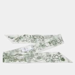 Dior White/Green ABCDior B 'Botanique' Silk Mitzah 
