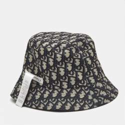 Christian Dior Navy Blue Synthetic Reversible Teddy-D Oblique Bucket Hat Size 57
