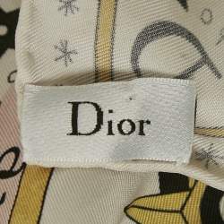 Christian Dior White Silk La Papesse Tarot Scarf 