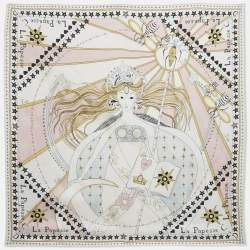 Christian Dior White Silk La Papesse Tarot Scarf 