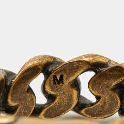 Pre Owned Christian Dior CD Logo Gold Tone Metal Chain Link Ring Size 53