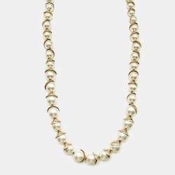Dior Mise en Dior Faux Pearl Gold Tone Necklace