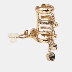 Dior Crystals Gold Tone Single Cuff Earring