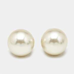 Dior Tribales Faux Pearl Gold Tone Earrings