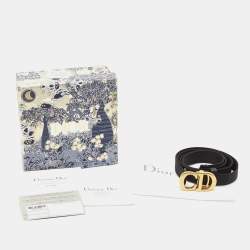 Dior Black Canvas and Leather CD Logo Slim Belt 90 CM