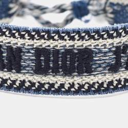 Pre Owned Dior Blue/Beige J'adior Cotton Embroidered Bracelet Set
