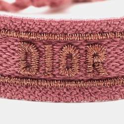 Pre Owned Dior Pink/Yellow J'adior Cotton Embroidered Bracelet Set of 2