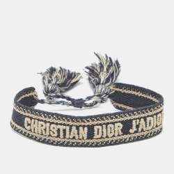 Pre Owned Dior  J'adior Navy Blue Woven Fabric Friendship Bracelet