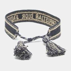 Pre Owned Dior  J'adior Navy Blue Woven Fabric Friendship Bracelet