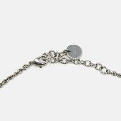 Pre Owned Dior CD Logo Crystal Silver Tone Necklace