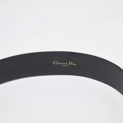 Pre Owned Dior Black Leather DiorQuake Buckle Belt 80 CM