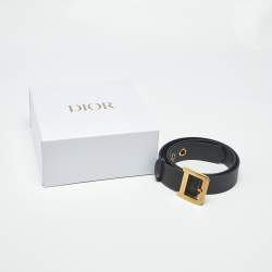 Pre Owned Dior Black Leather DiorQuake Buckle Belt 80 CM