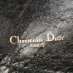 Pre Owned Dior Black Crinkled Leather Saddle Wrap Belt
