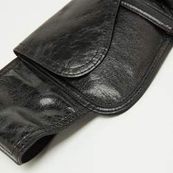 Pre Owned Dior Black Crinkled Leather Saddle Wrap Belt