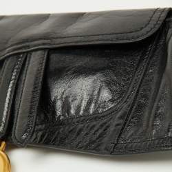 Pre Owned Dior Black Crinkled Leather Saddle Wrap Belt