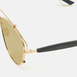 Pre Owned Dior Gold Mirrored Technologic Aviator Sunglasses