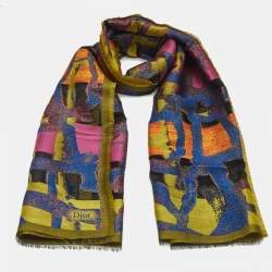 Pre Owned Christian Dior Chris Martin Limited Edition Multicolor Lurex Silk Scarf