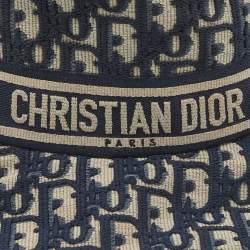 Pre Owned Christian Dior Blue Oblique Jacquard Bucket Hat