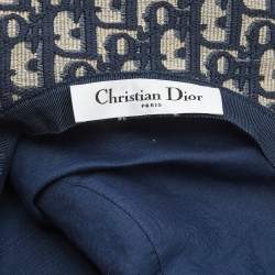 Pre Owned Christian Dior Blue Oblique Jacquard Bucket Hat