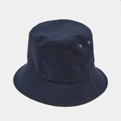 Pre Owned Christian Dior Blue Oblique Synthetic Bucket Hat Size 58