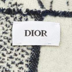 Pre Owned Dior Ivory Zodiac Toile de Jouy Wool Blanket/Shawl