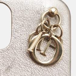 Pre Owned Dior Metallic Beige Cannage Leather Lady Dior iPhone 12/12 Pro Case