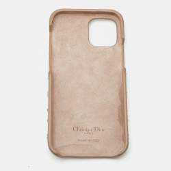 Pre Owned Dior Metallic Beige Cannage Leather Lady Dior iPhone 12/12 Pro Case