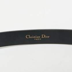 Pre Owned Dior Black Leather Saddle Slim Belt 70 CM