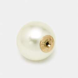 Pre Owned Dior Tribales Faux Pearl Gold Tone Earrings