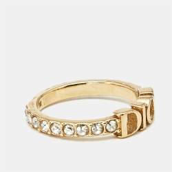 Pre Owned Dior Dio(r)evolution Crystals Gold Tone Ring Size 52.5