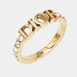 Pre Owned Dior Dio(r)evolution Crystals Gold Tone Ring Size 52.5