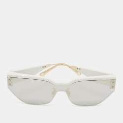 Pre Owned Dior White/Grey Mirrored DiorClub M3U Shield Sunglasses