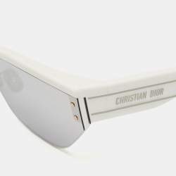 Pre Owned Dior White/Grey Mirrored DiorClub M3U Shield Sunglasses