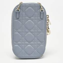 Pre Owned Dior Blue Cannage Leather Lady Dior Call'in Dior Phone Holder